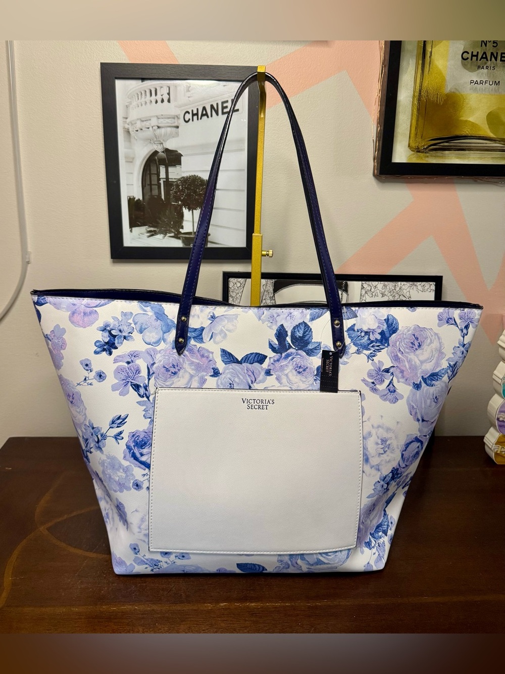 Victoria's Secret NWT Blue Floral Tote Bag